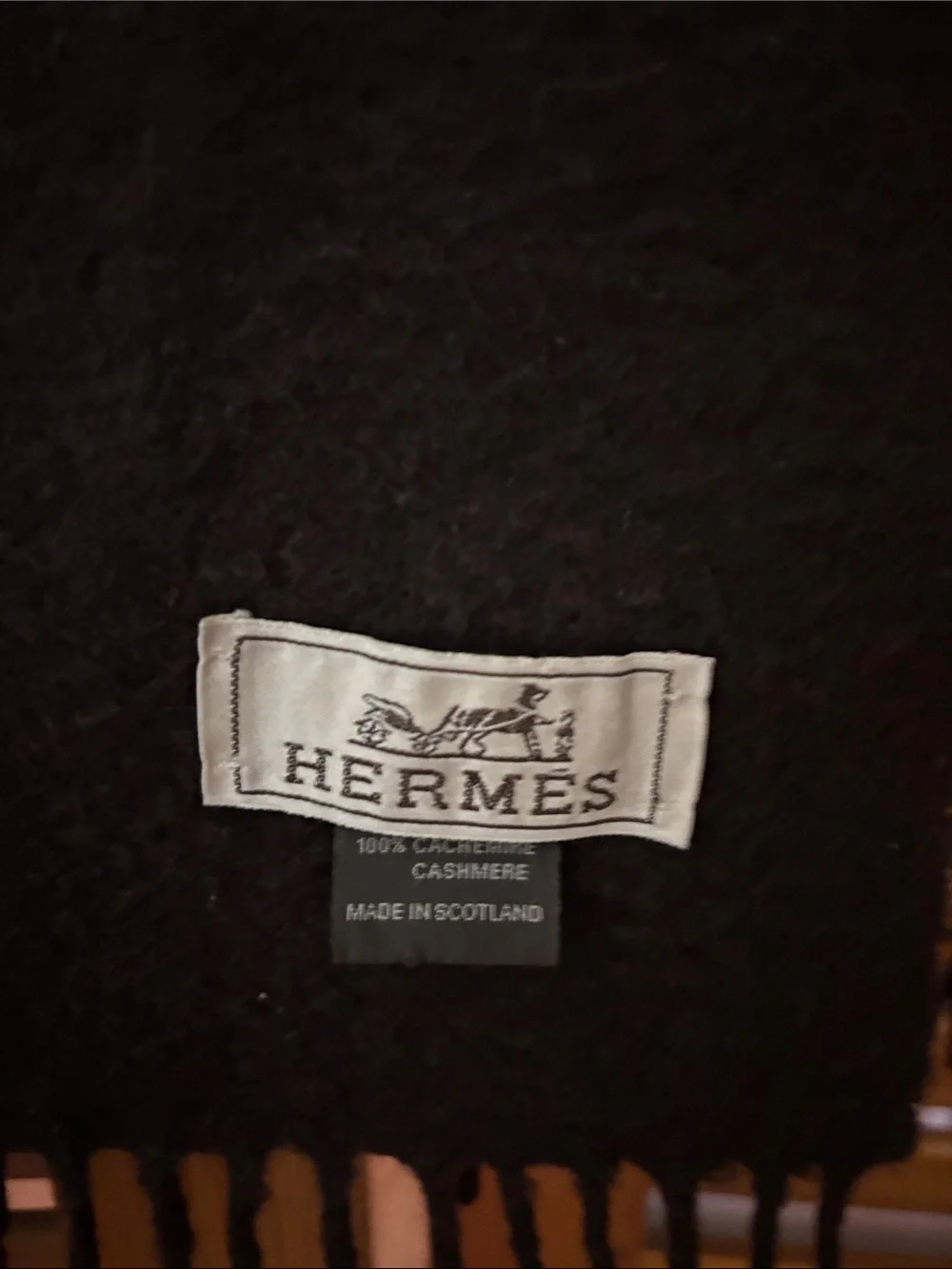 Hermes Brown Cashmere Fringe Scarf